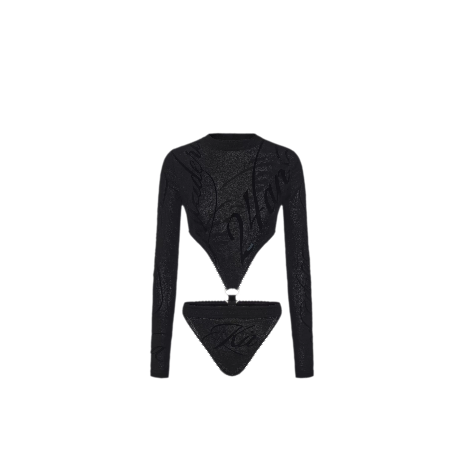 Flocked Cutout Fitted Bodysuit
