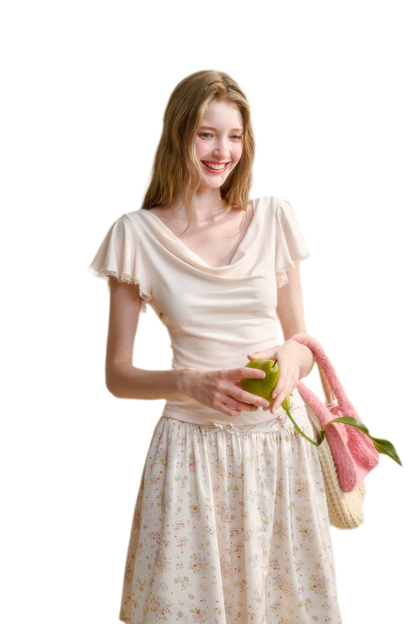 Airy V-Neck Ribbed T-Shirt