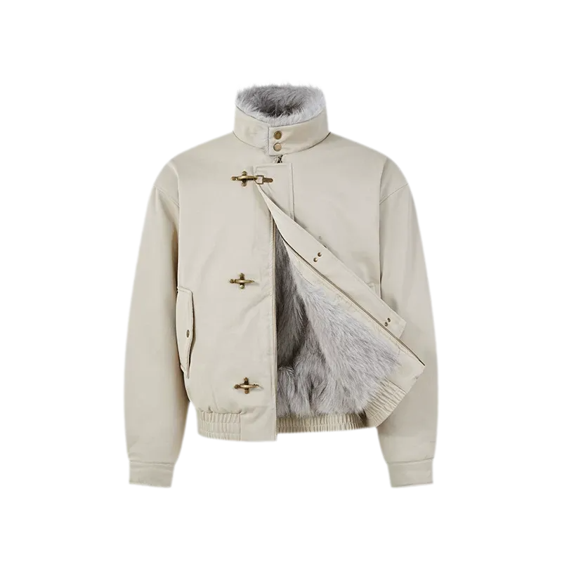 Pearlescent PU Fur-Lined Harrington Jacket