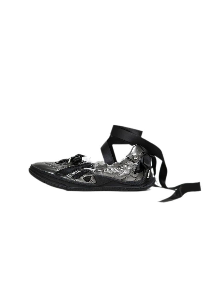 Metallic Bow Ballet Flats