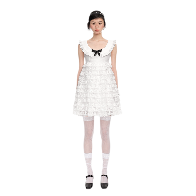 High-Waisted A-Line Lace Dress