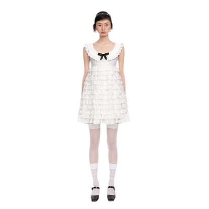 High-Waisted A-Line Lace Dress