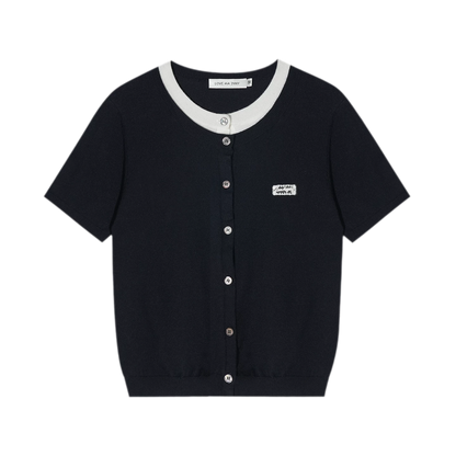 Contrast Faux Layer Knit Tee