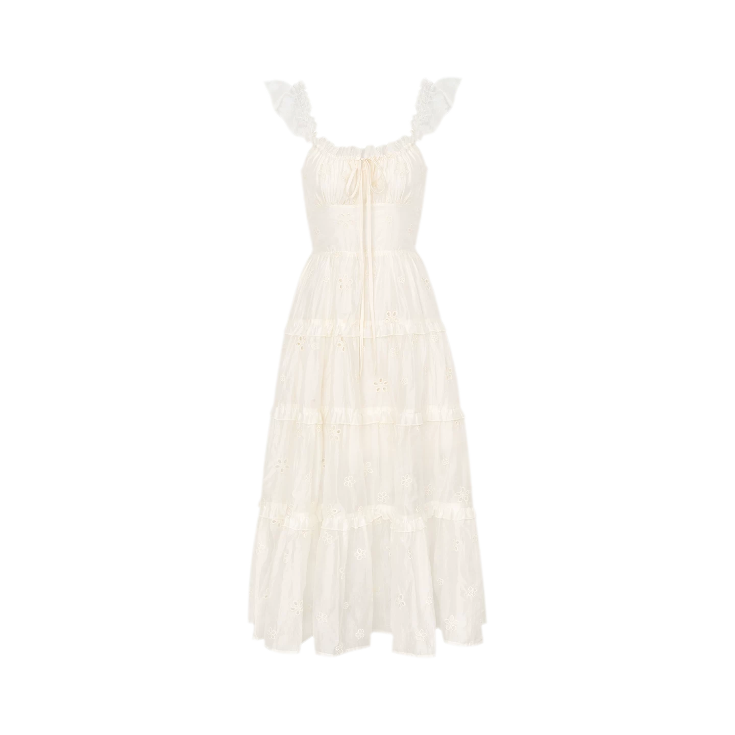 Embroidered Floral Tie-Waist Dress