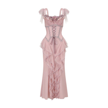 Polka-Dot Ruffle Corset Dress