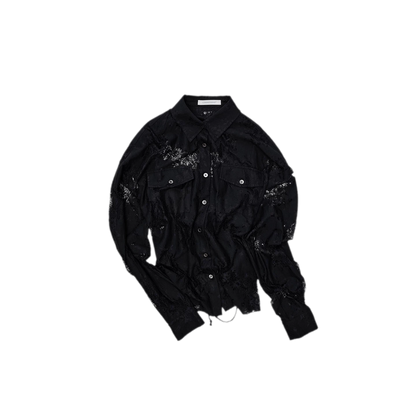 Lace Oversized Tie Shirt