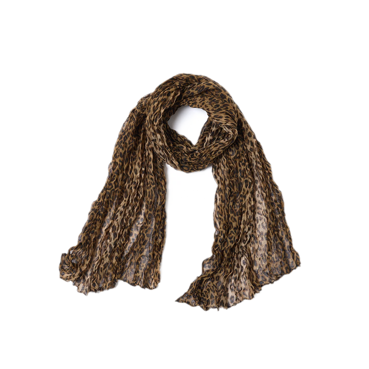 Crinkled Leopard Print Scarf