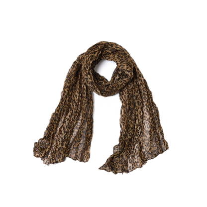 Crinkled Leopard Print Scarf