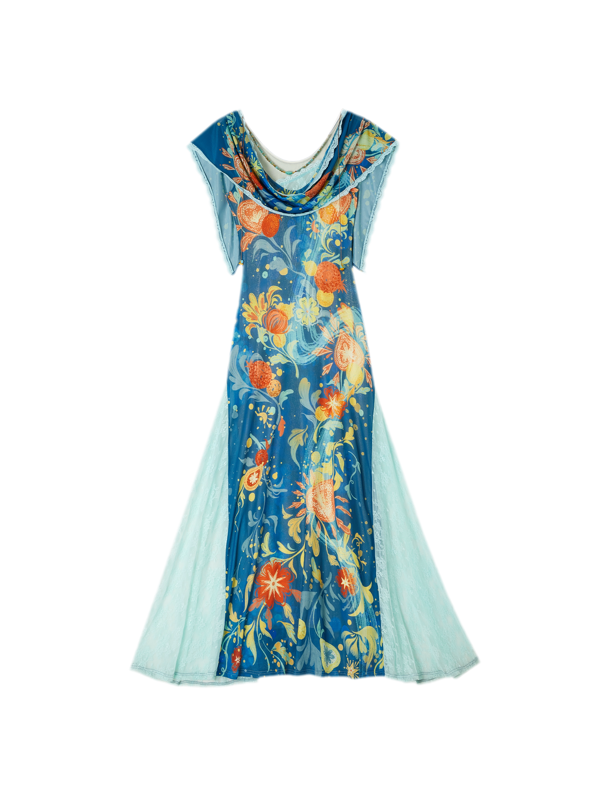 Beaded Lace Print Convertible Dress