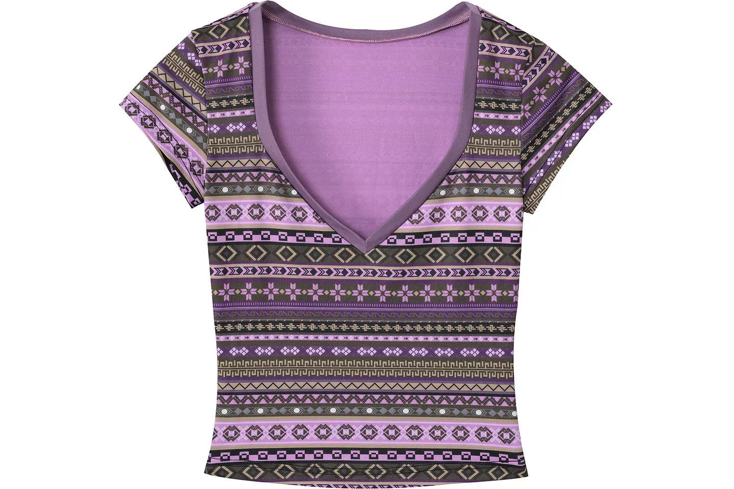 Ethnic Print Cropped T-Shirt