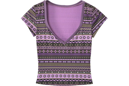 Ethnic Print Cropped T-Shirt