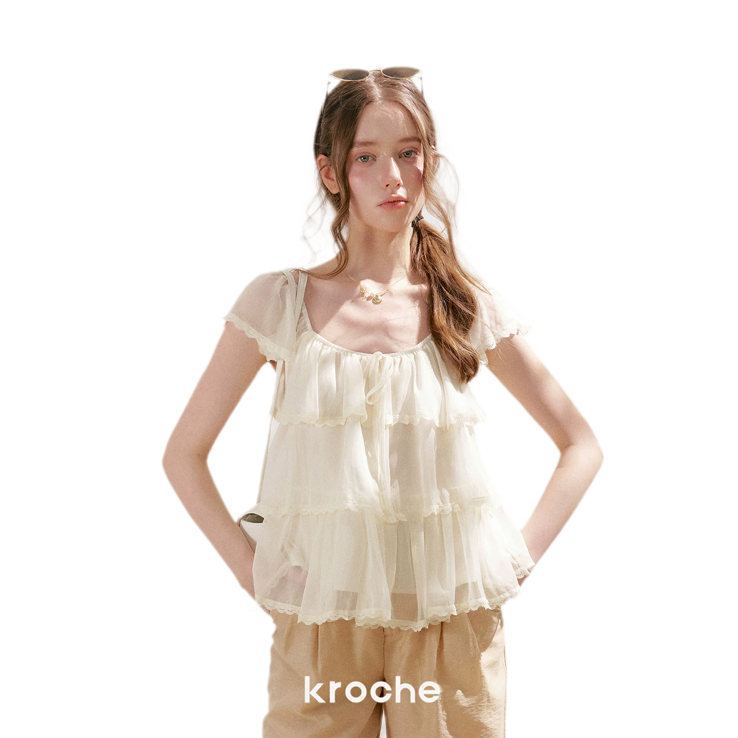 Tiered Ruffle Chiffon Blouse