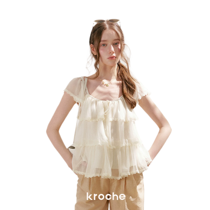 Tiered Ruffle Chiffon Blouse