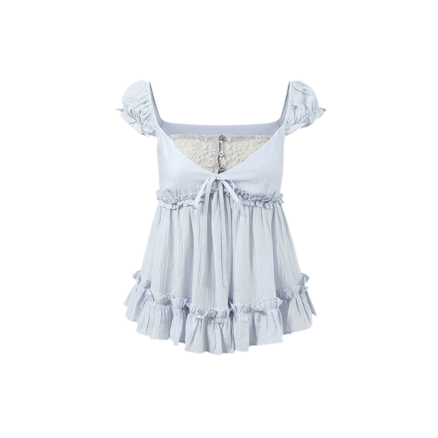 Korean Style Lace Spliced Doll Blouse