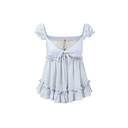 Korean Style Lace Spliced Doll Blouse