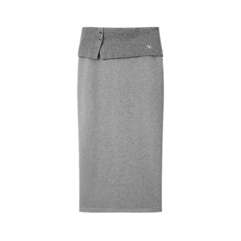 Textured Wrap Waist Mid Skirt