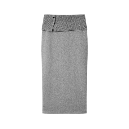 Textured Wrap Waist Mid Skirt