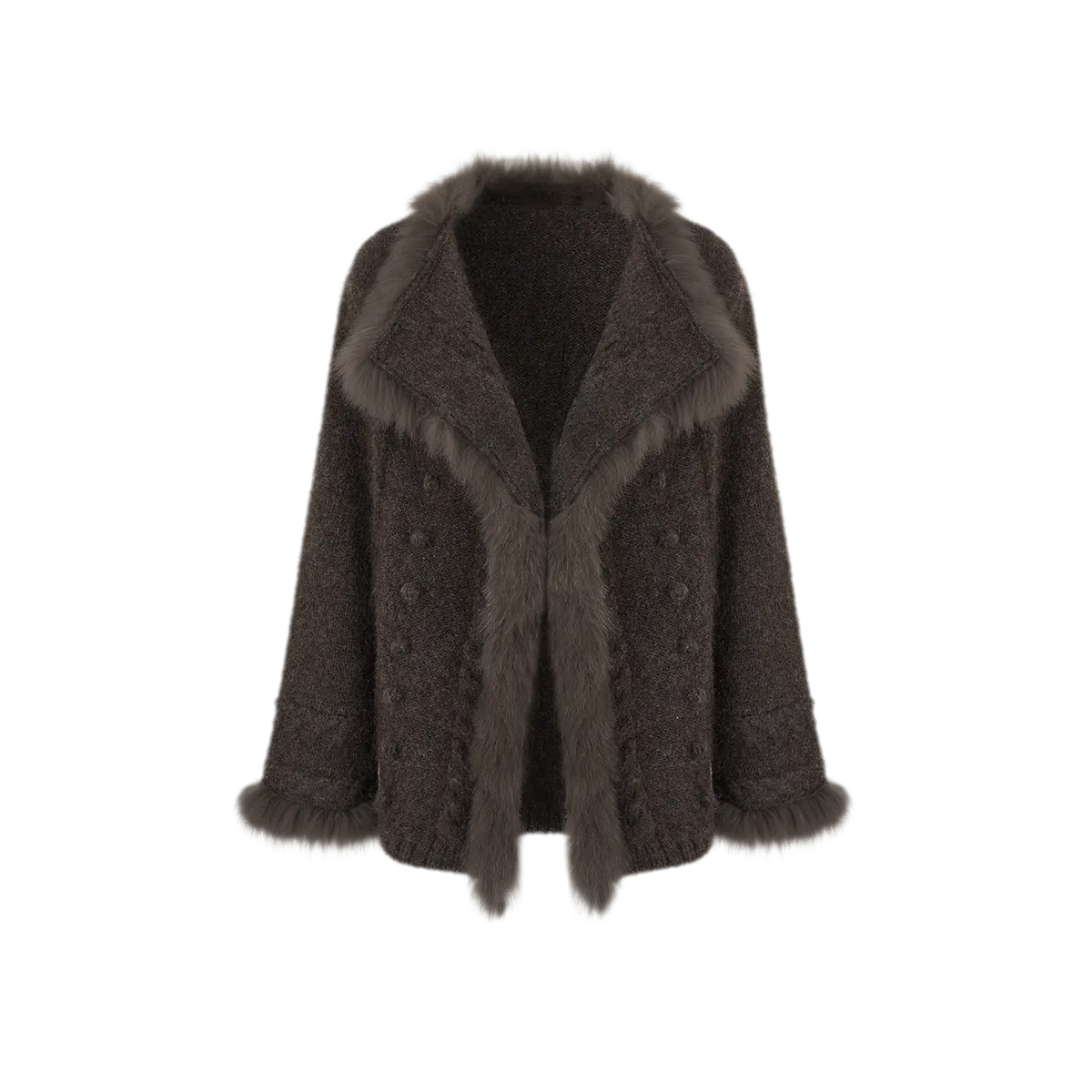Long-Pile Fox Fur Cardigan