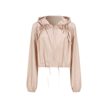 Nylon Ruffle Hooded Jacket