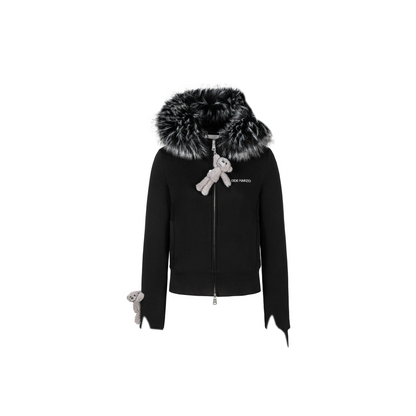 Plush Bear-Trim Fitted Hoodie
