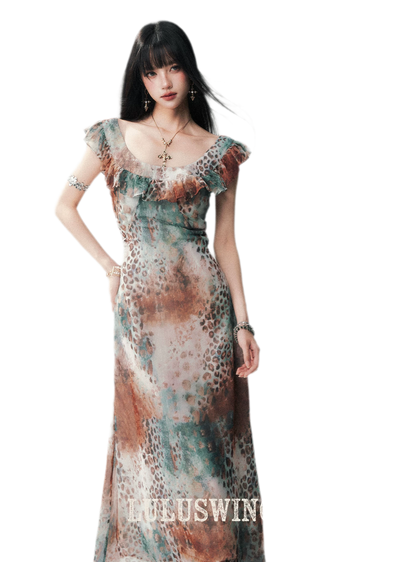 Sea Salt Leopard Chiffon Dress