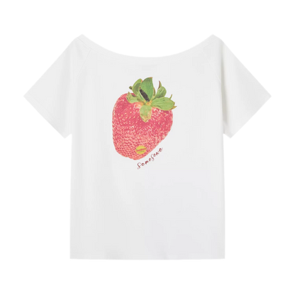 Dopamine Strawberry One-Shoulder Tee