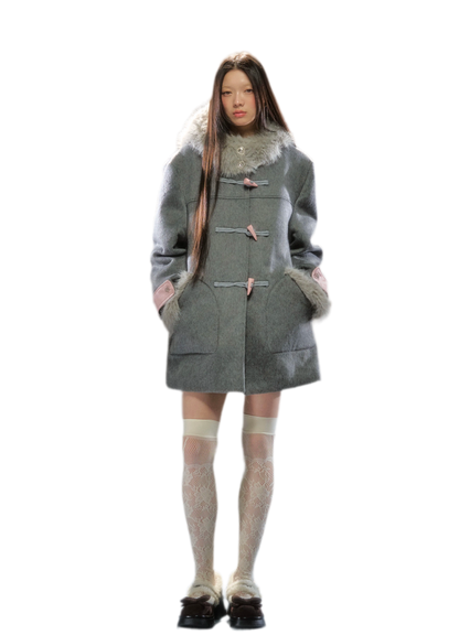Wool Blend Hooded Duffle Coat