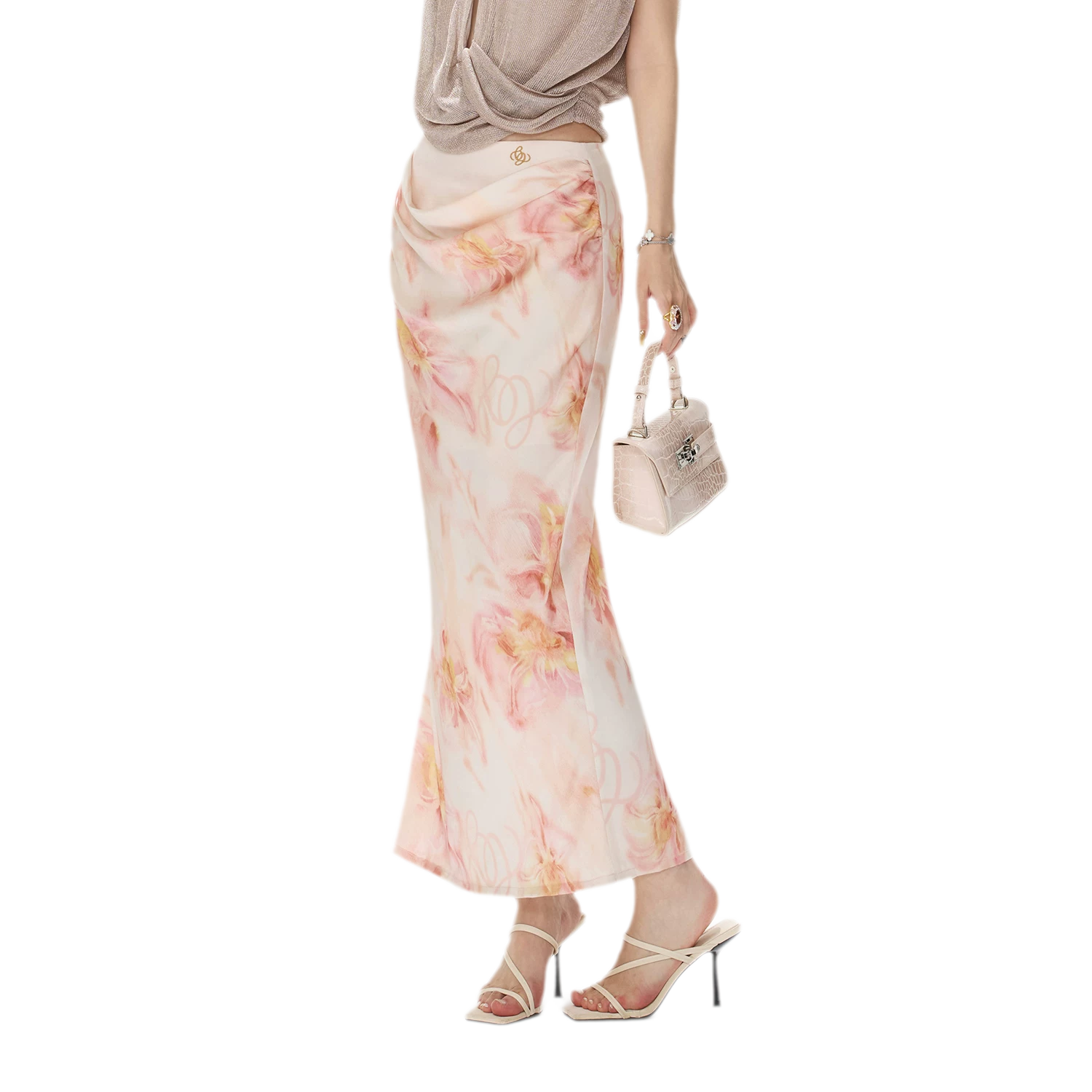 Floral Satin Mermaid Skirt