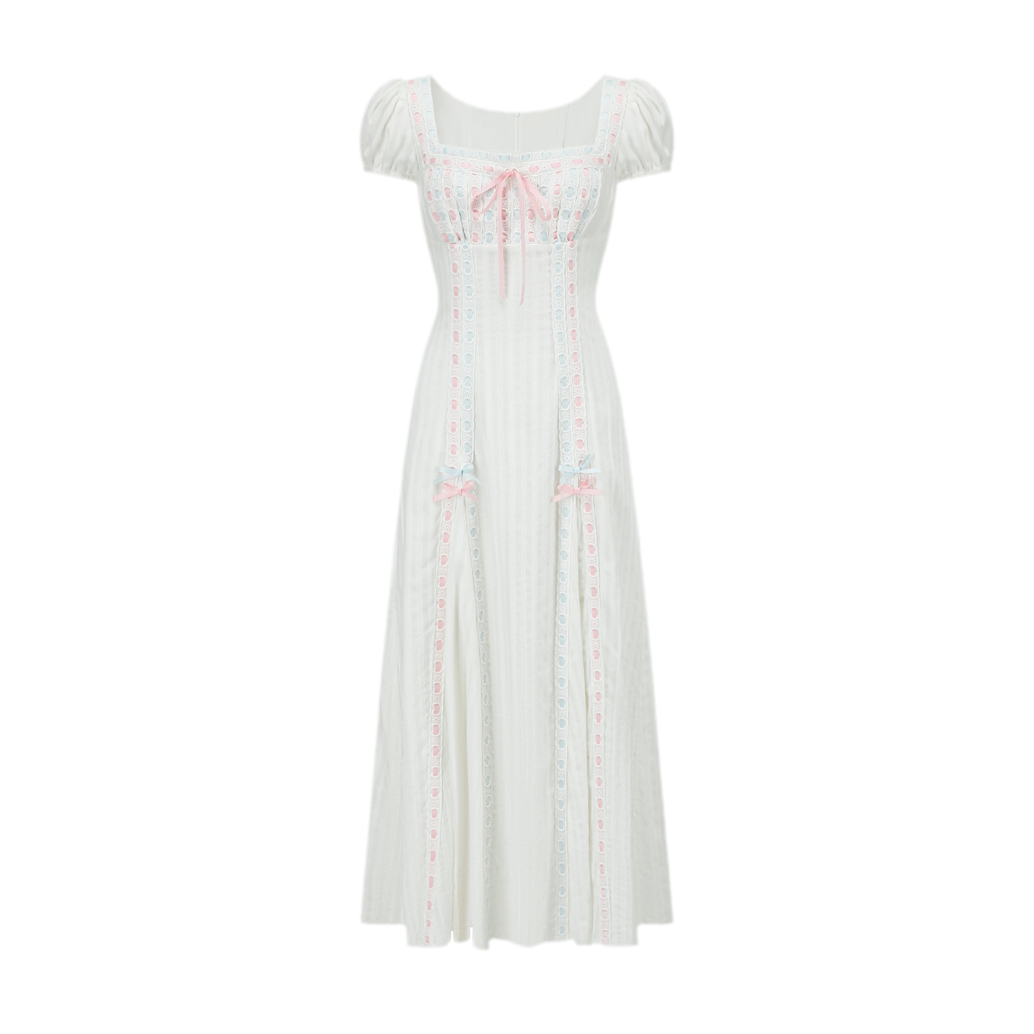 Jacquard Puff-Sleeve Corset Dress