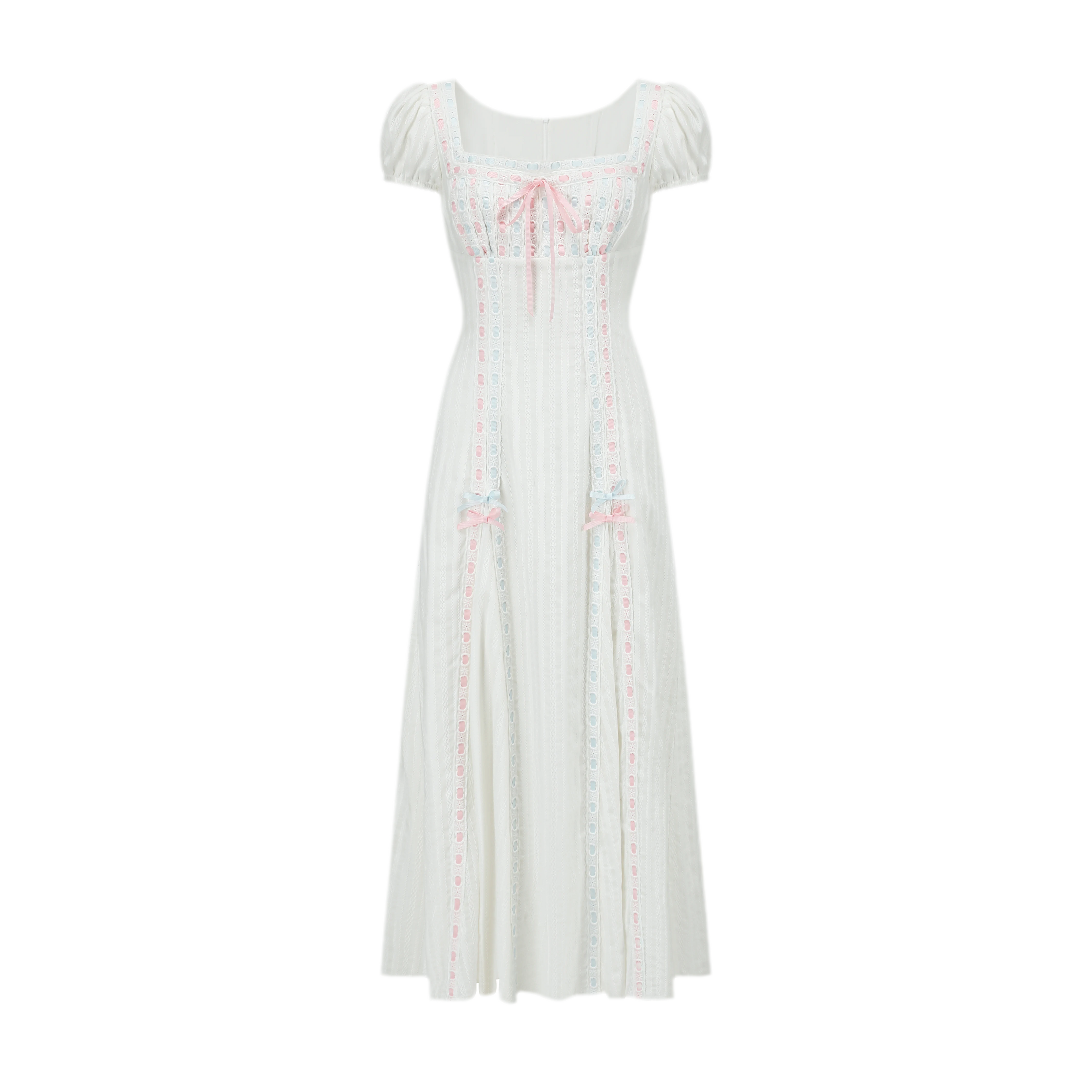 Jacquard Puff-Sleeve Corset Dress