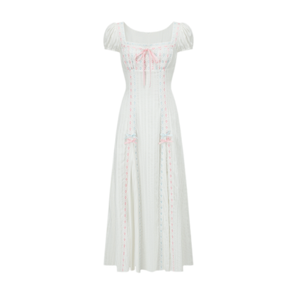Jacquard Puff-Sleeve Corset Dress