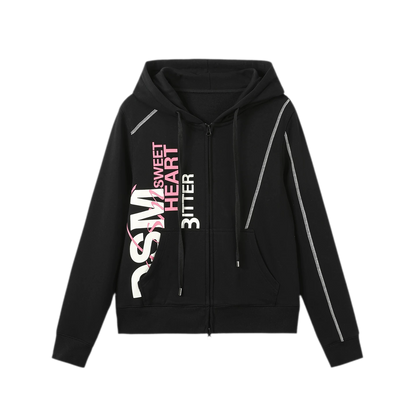 Contrast Stitch Fitted Hooded Sweatshirt