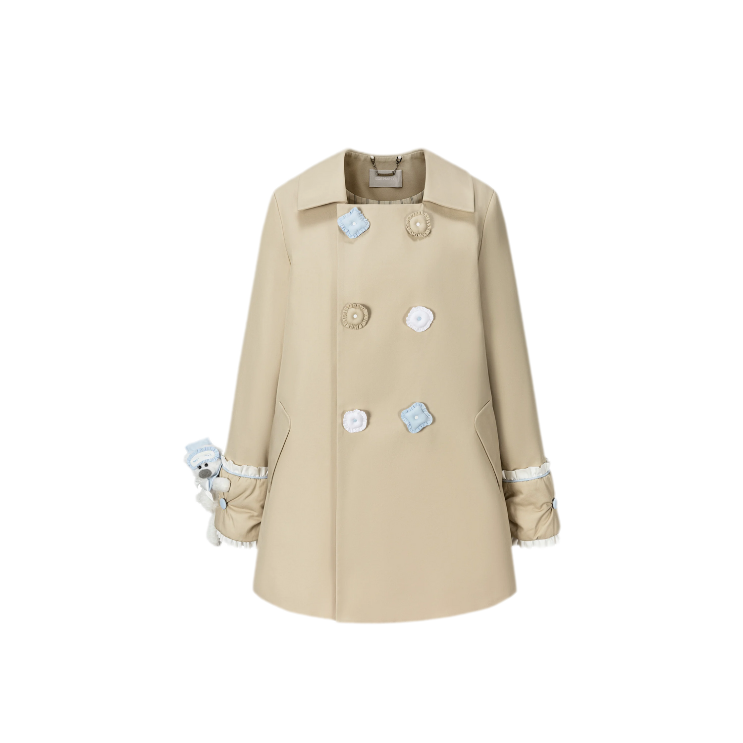 Textured Cotton Double-Breasted Trench Dress