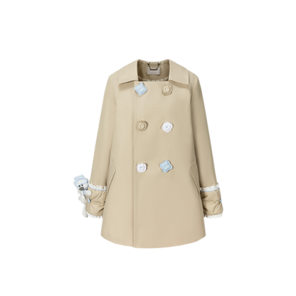 Textured Cotton Double-Breasted Trench Dress