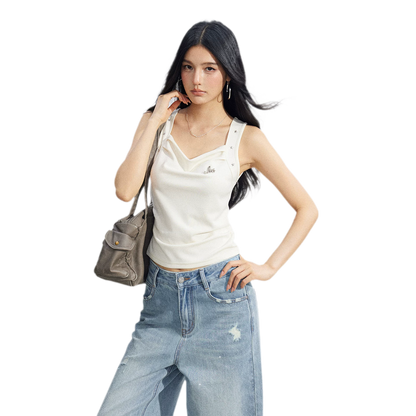 Star Pleated Sleeveless Top