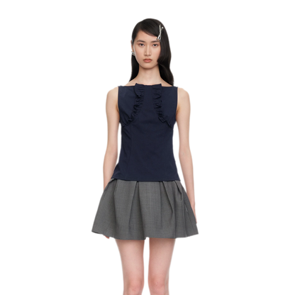 Ruffle Trim Fitted Top