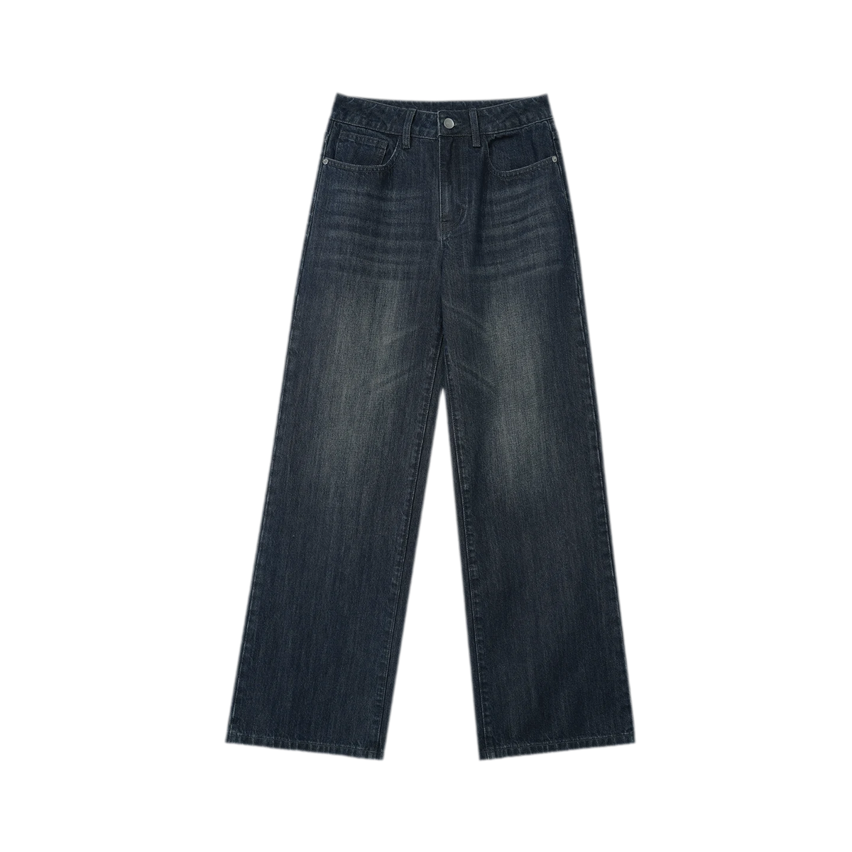 Washed Low-Rise Straight-Leg Jeans