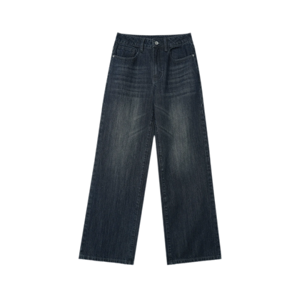 Washed Low-Rise Straight-Leg Jeans