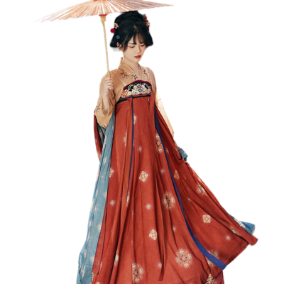 Yellow Top + Red Skirt + 2 Shawls + 2 Shoulder Straps / S