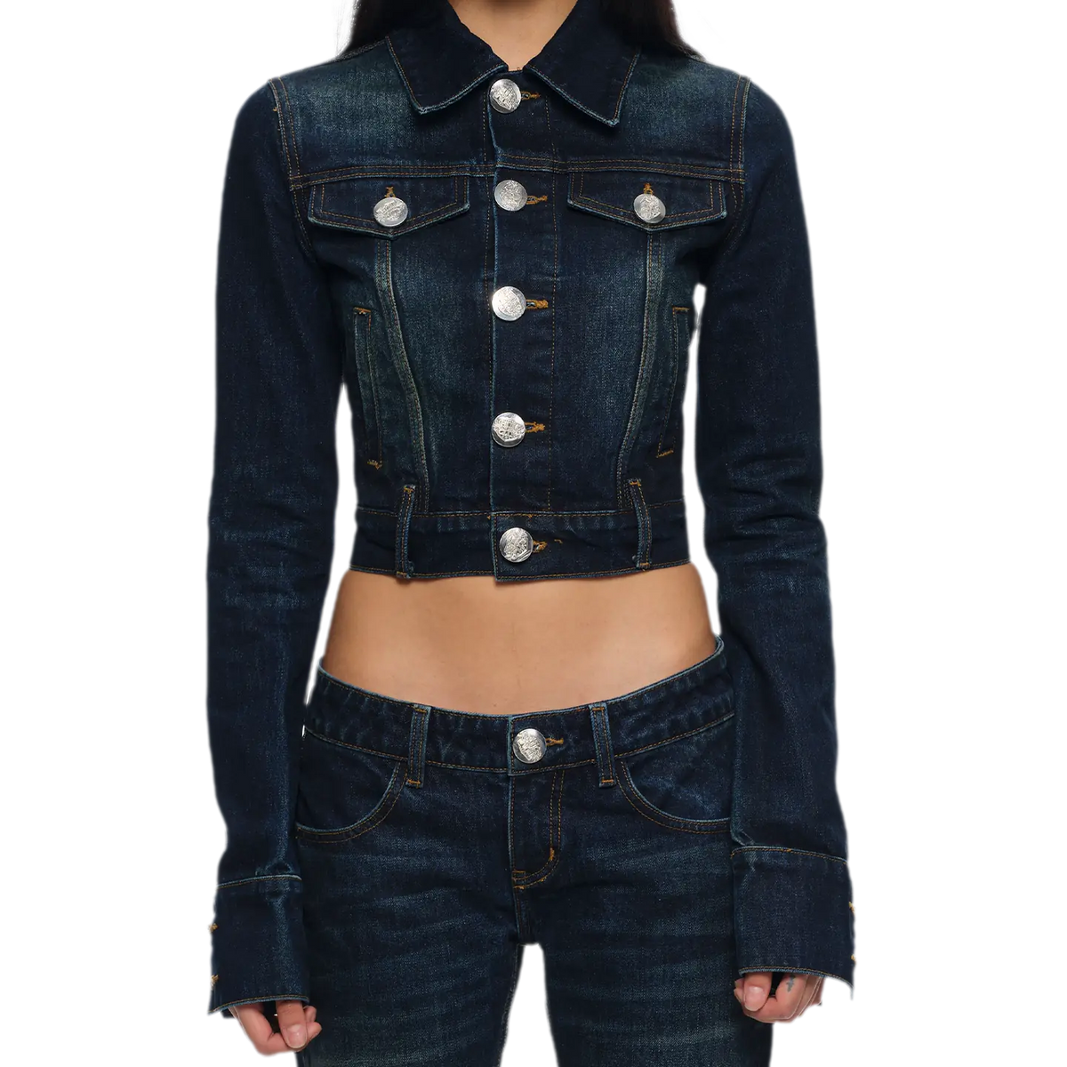 Embroidered Cropped Denim Jacket