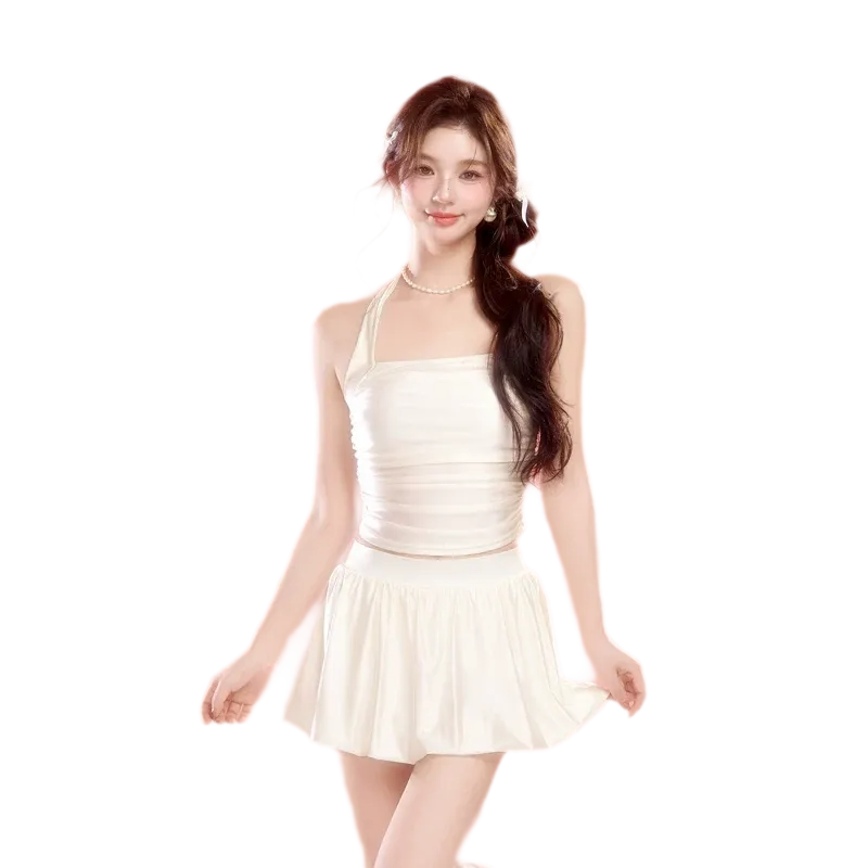 White Two-Piece Swim Dress