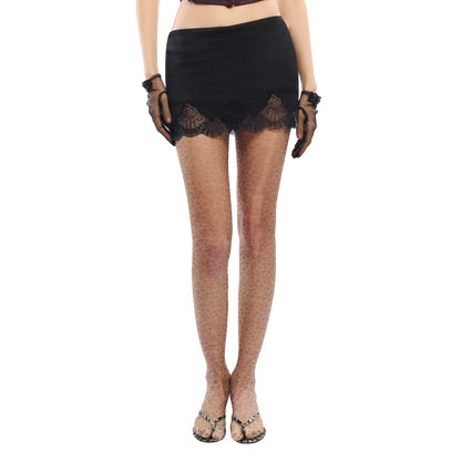 Lace Panel Embroidered Cut-Out Mini Skirt