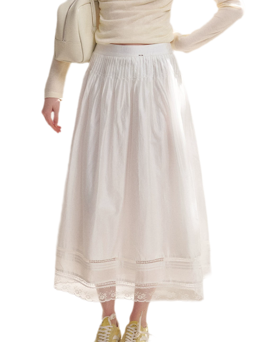 Lyocell Lace Pleated Skirt