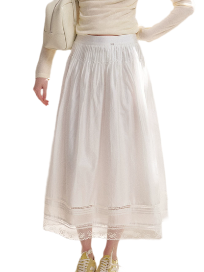 Lyocell Lace Pleated Skirt