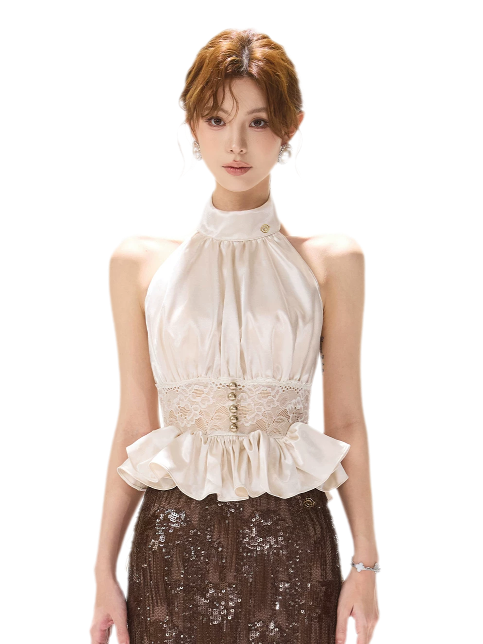 Satin Lace Halter Top
