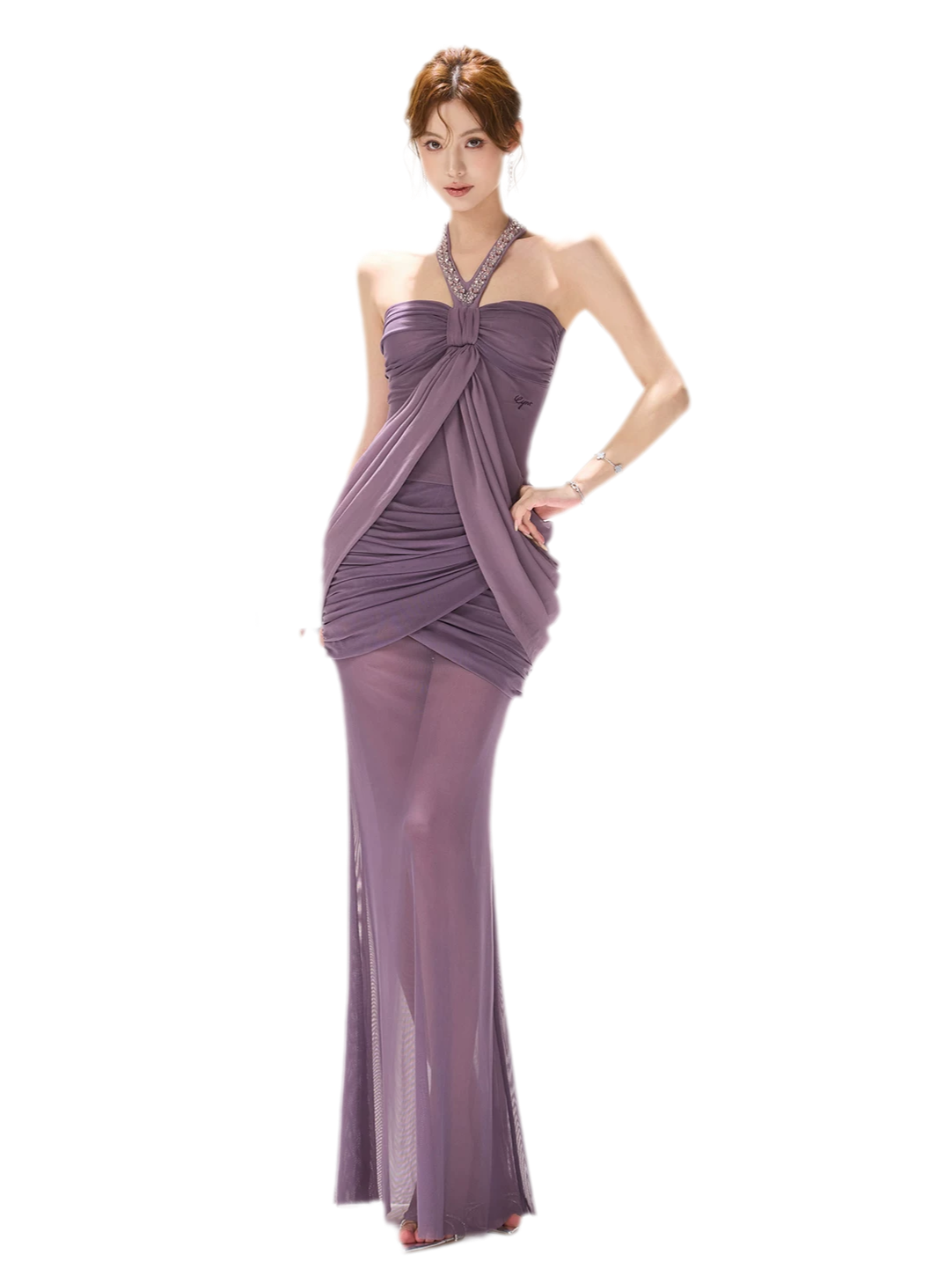 Mist Purple Mesh Fishtail Skirt