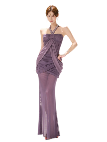 Mist Purple Mesh Fishtail Skirt