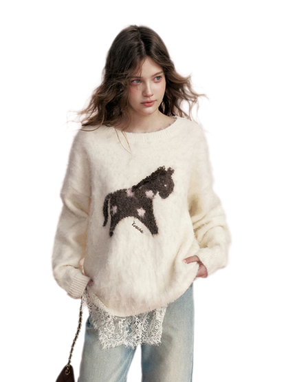 Brushed Horse Jacquard Sweater