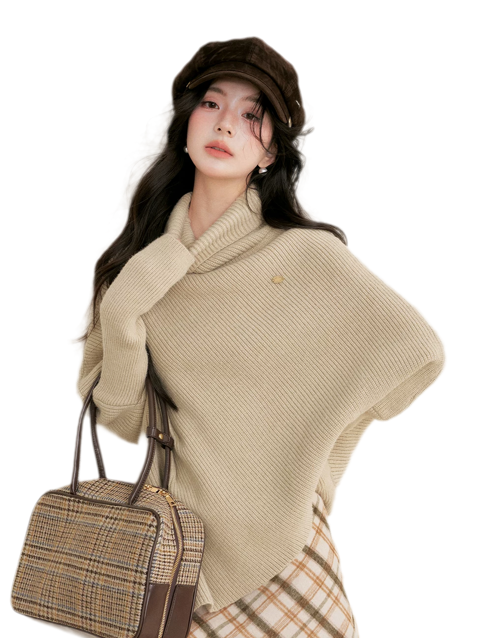 High Neck Poncho Sweater