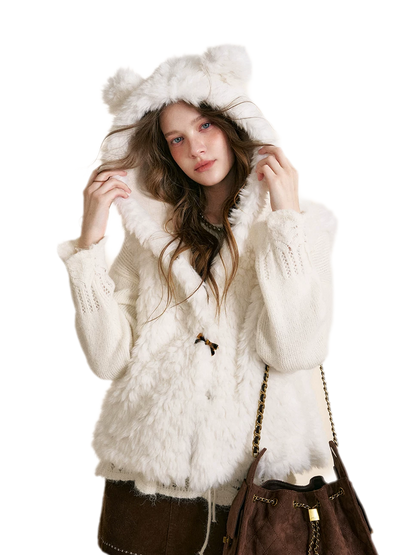 Bear Fleece Hooded Vest